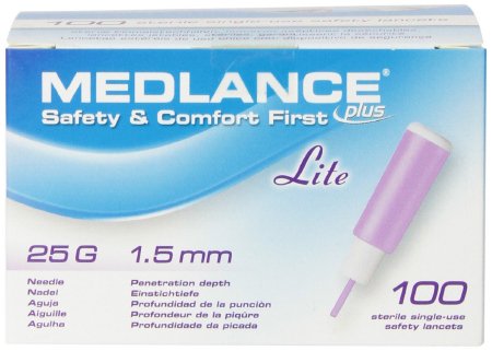Picture of Lancet Medlance® Fixed Depth Lancet Needle 1.5 mm Depth 25 Gauge Push Button Activation925-25