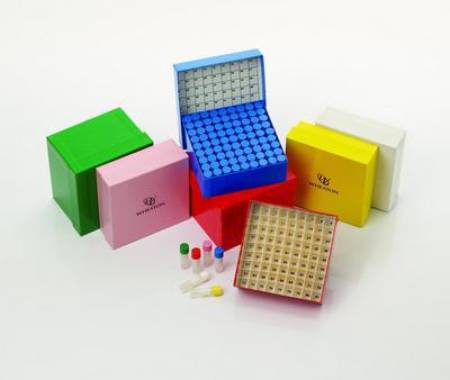 Picture of Cryogenic Vial Storage Box CryoFile® XL Cardboard, Yellow, 130 X 130 X 97 mm For Use With 3, 4, and 5 mL Vials89092-386