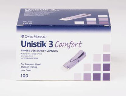 Picture of Lancet Unistik® Safetly Lancet Low Flow Needle 1.8 mm Depth 28 Gauge Push Button ActivationAT 1042
