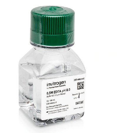 Picture of Biochemical Invitrogen™ Ambion® EDTA (Disodium) Molecular Biology Grade 0.5 M / pH 8.0 100 mLAM9260G