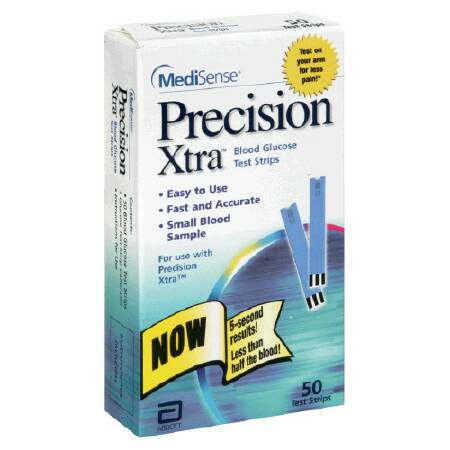 Picture of Blood Glucose Test Strips Precision Xtra® 50 Strips per Box , 1 Code Strip 0.6 Microliter Sample Size , 5 Second Test Time For Precision Xtra® Systems99728