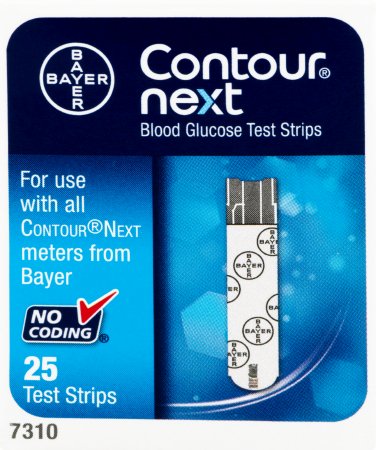 Picture of Blood Glucose Test Strips Contour® 25 Strips per Box Tiny 0.6 Microliter blood sample For Contour® Next One Meter7310