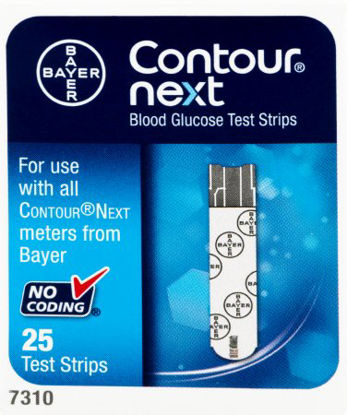 Picture of Blood Glucose Test Strips Contour® 25 Strips per Box Tiny 0.6 Microliter blood sample For Contour® Next One Meter7310