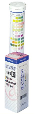 Picture of Urinalysis Test Accustrip® Bilirubin, Blood, Glucose, Ketones, Leukocytes, Nitrite, pH, Protein, Specific Gravity, Urobilinogen 100 per BottleUA870