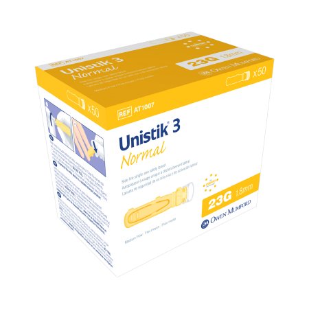 Picture of Lancet Unistik® Normal Flow Lancet Needle 1.8 mm Depth 23 Gauge Push Button Side ActivationAT 1007