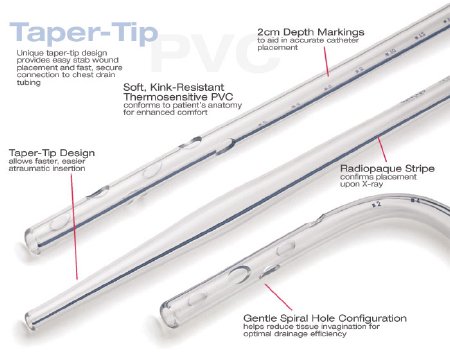 Picture of Thoracic Catheter 10 Fr. Straight / 2 Oval Drainage Eye Style 8 Inch Length8010