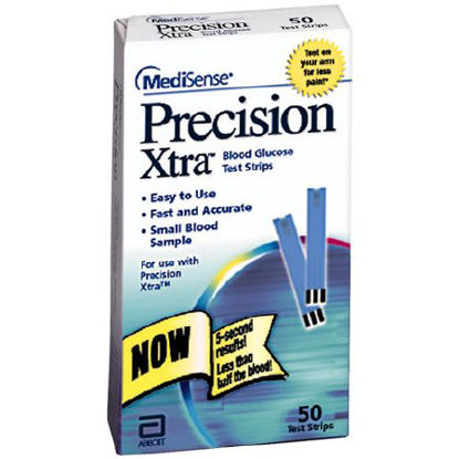 Picture of Blood Glucose Test Strips Precision Xtra® 50 Strips per Box 0.6 Microliter Sample Size , 5 Second Test Time For Precision Xtra® Systems99695-65