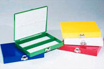 Picture of Slide Storage Box Fisherbrand® Blue, 100 Slide Capacity, Hinged Lid034481