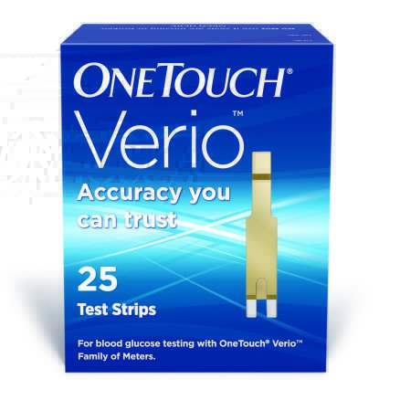 Picture of Blood Glucose Test Strips OneTouch® Verio® 25 Strips per Box Our smallest sample size ever at 0.4 Microliter and fast results in just 5 seconds For OneTouch® Verio® Meter022270
