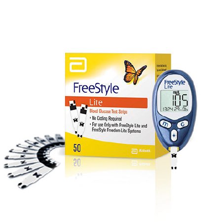Picture of Blood Glucose Test Strips FreeStyle Lite® 50 Strips per Box Tiny sample size only 0.3 Microliter For FreeStyle and Flash Blood Glucose Monitoring Systems99073012050