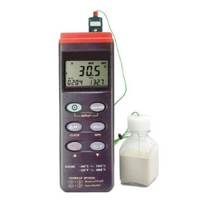 Picture of Temperature Data Logger Fahrenheit / Celsius -328° to +2498°F (-200° to +1370°C) Type K Thermocouple Probe Handheld Battery OperatedCT305