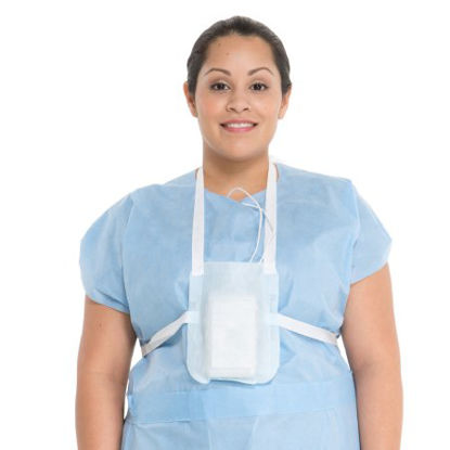 Picture of Telemetry Pouch Standard Size, Chest and Neck Straps, NonWoven Material, Velcro® Closures, Blue with White Straps, Lightweight Telemetry Unit71825