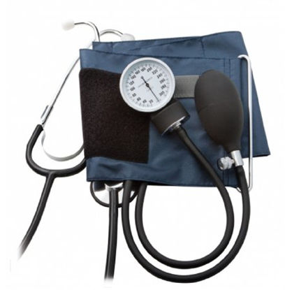 Picture of Aneroid Sphygmomanometer Combo Kit Pocket Style Hand Held Size 12 Nylon Cuff 22 Inch Stethoscope Tube Diaphragm Only Stethoscope790-12XN