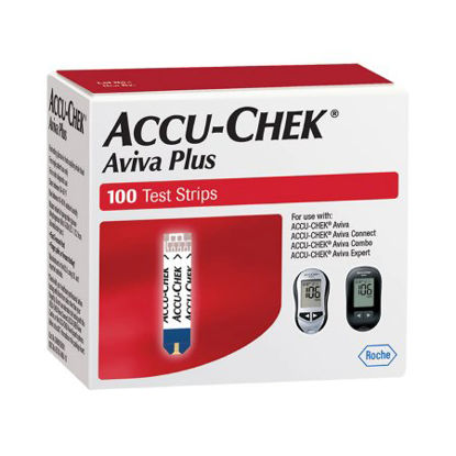 Picture of Blood Glucose Test Strips Accu-Chek® Aviva Plus 100 Strips per Box Tiny 0.6 microliter drop For Accu-Chek® Aviva , Accu-Chek® Aviva Connect , Accu-Chek® Aviva Combo , Accu-Chek® Aviva Expert Meters06908268001