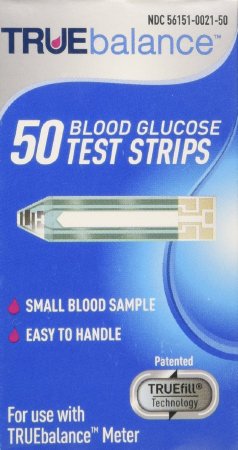 Picture of Blood Glucose Test Strips Truebalance™ 50 Strips per Box 1 Microliter Small Blood Sample Patented Beveled Tip For Truebalance® Blood Glucose MeterH3H01-81
