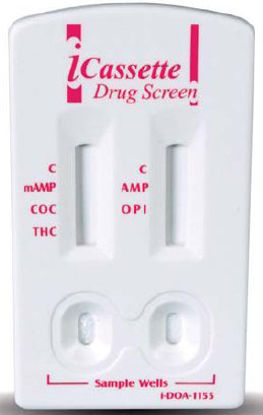 Picture of Drugs of Abuse Test iCassette™ 8-Drug Panel AMP, BAR, BZO, COC, mAMP/MET, OPI, PCP, THC Urine Sample 25 TestsI-DOA-1185