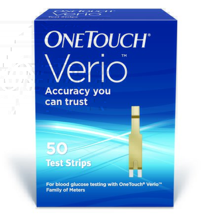 Picture of Blood Glucose Test Strips OneTouch® Verio® 50 Strips per Box Our smallest sample size ever at 0.4 Microliter and fast results in just 5 seconds For OneTouch® Verio® Family of Meters02297803