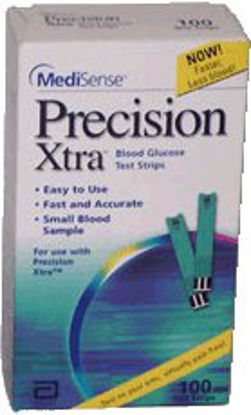 Picture of Blood Glucose Test Strips Precision Xtra® 100 Strips per Box 0.6 Microliter Sample Size , 5 Second Test Time For Precision Xtra Pro Meter99878