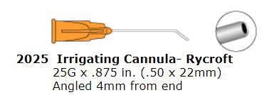 Picture of Irrigation Cannula Rycoft Angled Style 25 Gauge2125