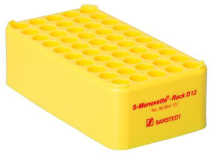 Picture of Block Rack Test Tube Rack S-Monovette® 50 Place 12 mm Tube Size Yellow 1-3/4 X 3-1/8 X 6 Inch93.854.122