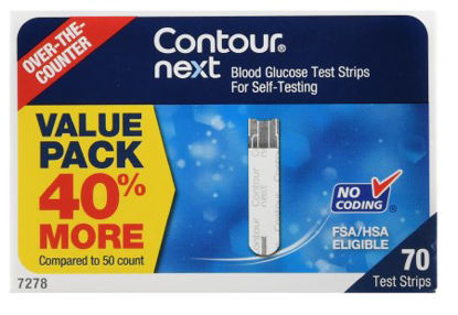 Picture of Blood Glucose Test Strips Ascensia Contour® 70 Strips per Box Tiny 0.6 Microliter blood sample For Bayer Ascensia® Contour® Blood Glucose Meter7278