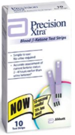 Picture of Blood Ketone Test Strips Precision Xtra® 10 Strips per Box 0.6 Microliter Sample Size , 5 Second Test Time For Ketone Precision Meters70745