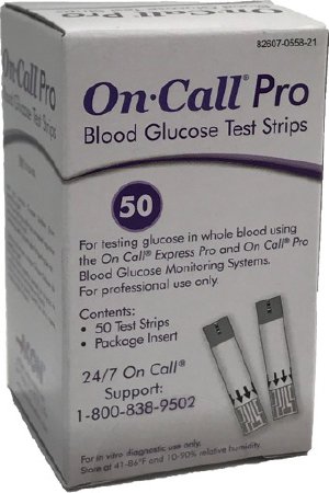 Picture of Blood Glucose Test Strips On Call® Pro 50 Strips per Box No Coding Required For On Call® Pro Blood Glucose Monitoring System755821