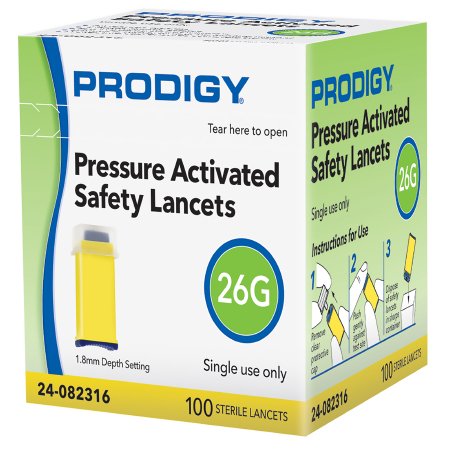 Picture of Lancet Prodigy Safety Lancet Needle 1.8 mm Depth 26 Gauge Push Button Activation24-082316