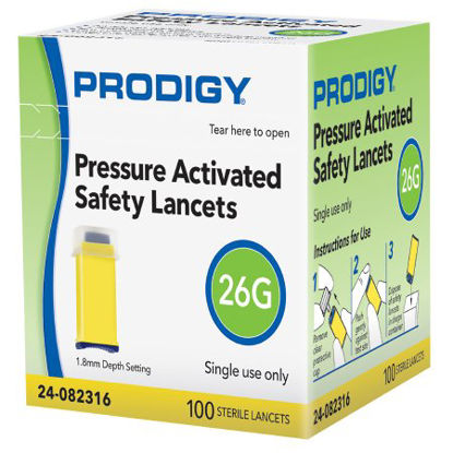 Picture of Lancet Prodigy Safety Lancet Needle 1.8 mm Depth 26 Gauge Push Button Activation24-082316