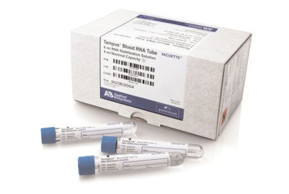 Picture of Tempus™ Venous Blood Collection Tube Blood RNA Tube Blood RNA Stabilization Solution Additive 9 mL Blue / Black Ring Pull Cap Polyethylene Terephthalate (PET) Tube4342792