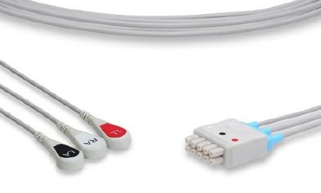 Picture of EKG Leadwire 3 Lead Snaps For use With Datex Ohmeda: Aestiva/5, E-PRESTNCF-411203-002