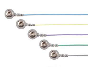 Picture of Snap Leads 3 M Length, Electrodes With Touchproof Connectors, Blue, Grey, Purple, Green And Yellow Snap Electrodes019-419300