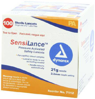 Picture of Lancet SensiLance™ Safety Lancet Needle 2.2 mm Depth 21 Gauge Push Button Activation7112