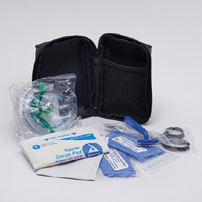 Picture of Prep Kit, AED 1 Pair Gloves, 1-CPR Barrier Mask, 1-Disposable Razor, 1-4 X 4 Gauze, 1-Scissors, 1-Towel, 1-Antiseptic Wipe, 1-One Way Filter AEDUKIT001A