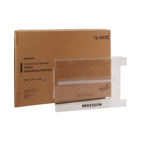Picture of Glove Box Holder McKesson Horizontal or Vertical Mounted 3-Box Capacity Clear 3-1/8 X 10-1/4 X 15-1/4 Inch Plastic16-6530