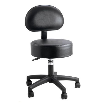 Picture of Exam Stool McKesson Backrest Pneumatic Height Adjustment 5 Casters Black81-22100B-WR041
