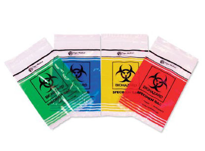 Picture of Specimen Transport Bag with Document Pouch SafeGuard® 6 X 10 Inch Plastic Zip Closure Biohazard Symbol / Storage Instructions NonSterile7065-RD