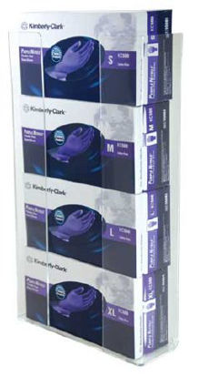 Picture of Glove Box Holder Horizontal Mounted 4-Box Capacity Clear 3-1/2 X 11 X 19-1/4 Inch AcrylicCCG4061284