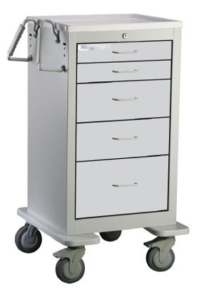 Picture of Treatment Cart Steel 24.5 X 25.5 X 43.5 Inch Light Gray / Dark Blue 22.25 X 16.75 Inch Drawer, Two 3 Inch, Two 6 Inch, One 9 InchJTGKU-33669-DKB