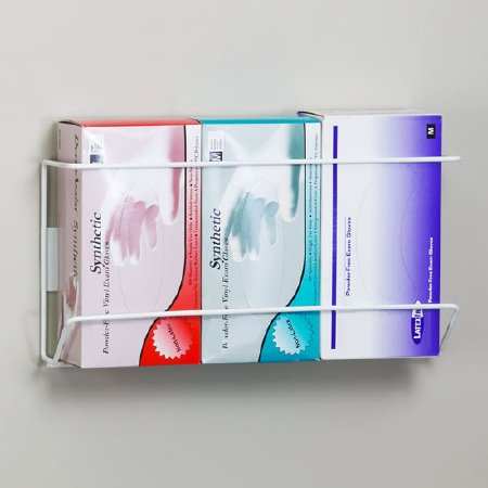 Picture of Glove Box Holder Vertical Mounted 3-Box Capacity White 3-3/4 X 8-1/4 X 17-3/4 Inch Coated WireG-1030