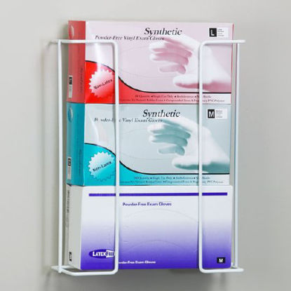 Picture of Glove Box Holder Horizontal Mounted 3-Box Capacity White 4.25 X 11.5 X 14 Inch Powder-Coated MetalG1033