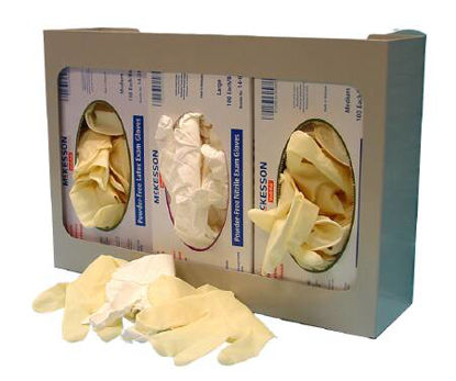 Picture of Glove Box Holder McKesson By Design™ Vertical Mounted 3-Box Capacity Putty 3-3/4 X 10-1/2 X 15-3/8 Inch Steel28-GBTR-18