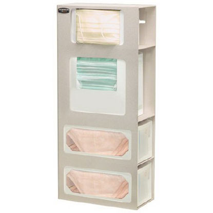 Picture of Face Mask Dispenser Wall Mount 4-Box Capacity Beige 5 X 10.63 X 25.25 Inch ABS PlasticFM002-0212