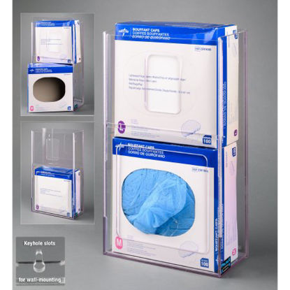 Picture of Bouffant Cap Dispenser Wall Mount 2-Box Capacity Clear 4.8 X 11-1/4 X 20 Inch PETG PlasticBOUFFCAP2VM-W