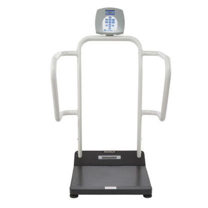Picture of Floor Scale with Handrail Health O Meter® Digital LCD Display 454 kg Capacity Gray AC Adapter / Battery Operated1100KG