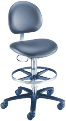 Picture of Laboratory Stool McKesson Backrest Pneumatic Height Adjustment Azure Blue4865-SR106