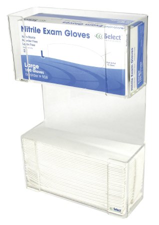 Picture of Glove Box Holder and Paper Towel Dispenser McKesson Horizontal Mounted 1-Box Capacity Clear 4 X 11 X 17 Inch Plastic3139