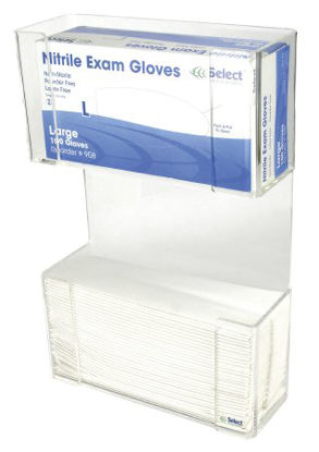 Picture of Glove Box Holder and Paper Towel Dispenser McKesson Horizontal Mounted 1-Box Capacity Clear 4 X 11 X 17 Inch Plastic3139