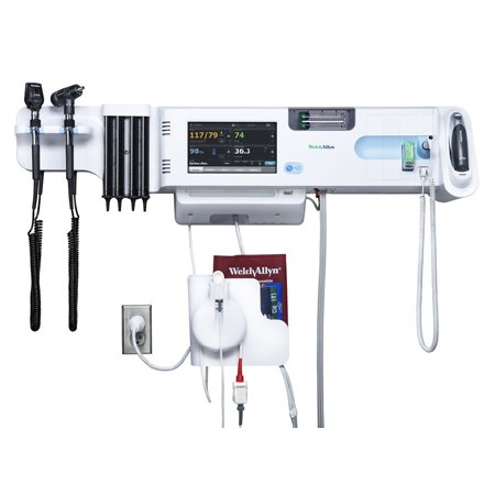 Picture of Integrated Wall System Connex® Nellcor SpO2, SureTemp Plus Thermometry, Braun ThermoScan PRO 4000 Thermometry, BP Cuff and Cord Management System, Integrated MacroView Otoscope and Coaxial Ophthalmoscope, SureBP Non-invasive Blood Pressure, Pulse Rate84NTVEC-B