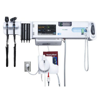 Picture of Integrated Wall System Connex® Nellcor SpO2, SureTemp Plus Thermometry, Braun ThermoScan PRO 4000 Thermometry, BP Cuff and Cord Management System, Integrated MacroView Otoscope and Coaxial Ophthalmoscope, SureBP Non-invasive Blood Pressure, Pulse Rate84NTVEC-B